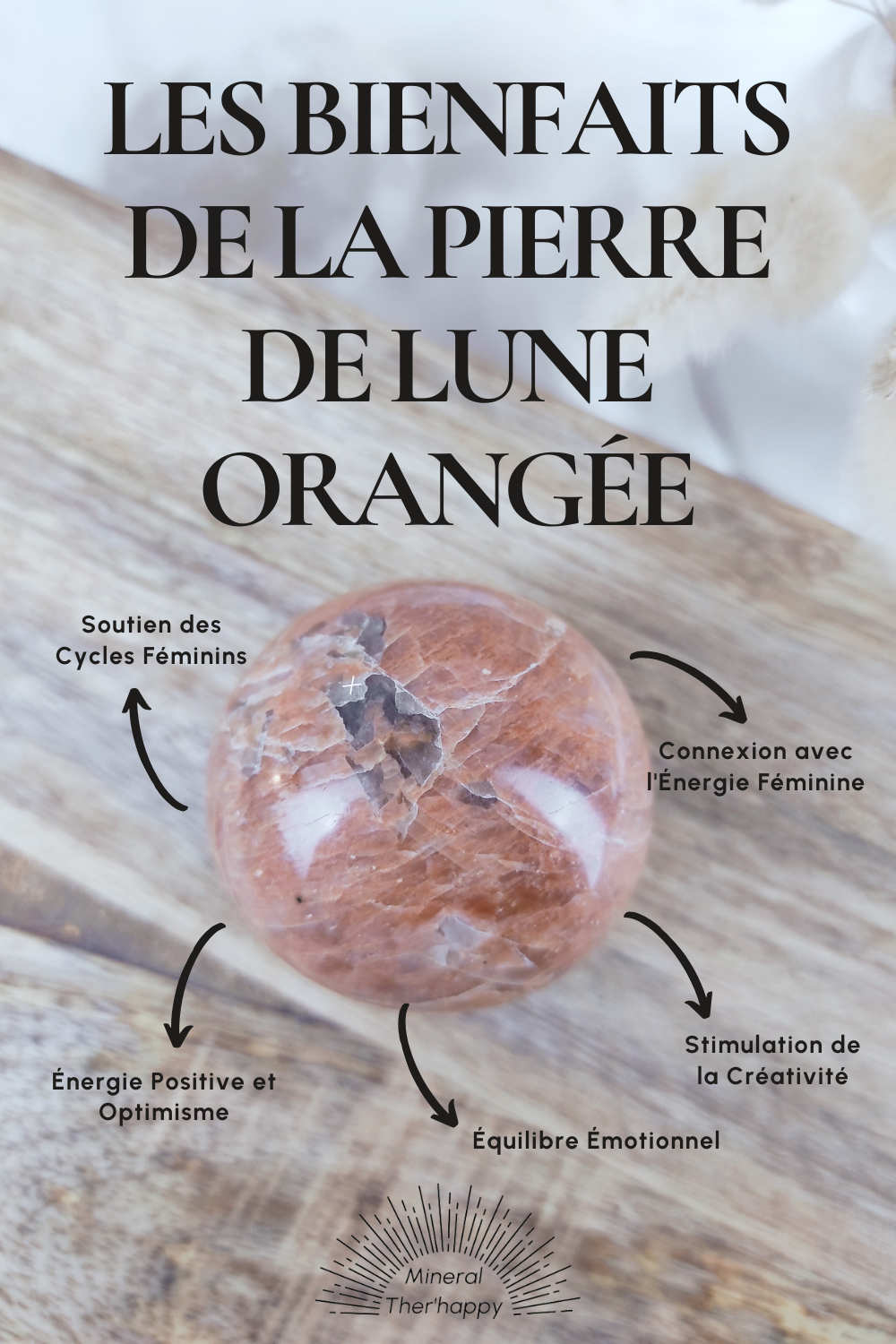 Pendentif Pierre de Lune orange