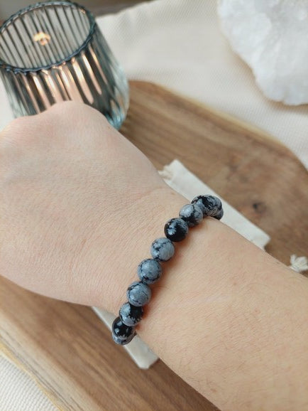 Bracelet Obsidienne neige